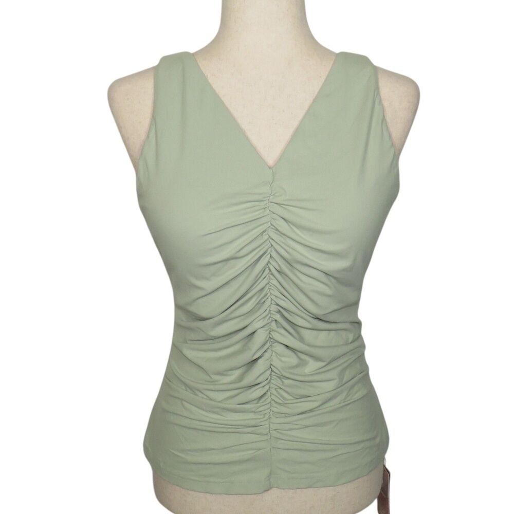 OGL Eco SkinKiss Pale Green Soft Stretchy Ruched V Neck Brami Tank Size Large